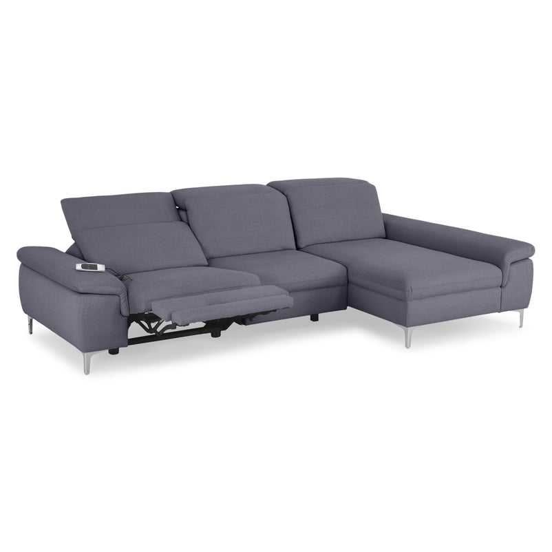 SOUND Colțar șezlong stânga/dreapta, 1 recliner electric și mecanism tetiere, stofă