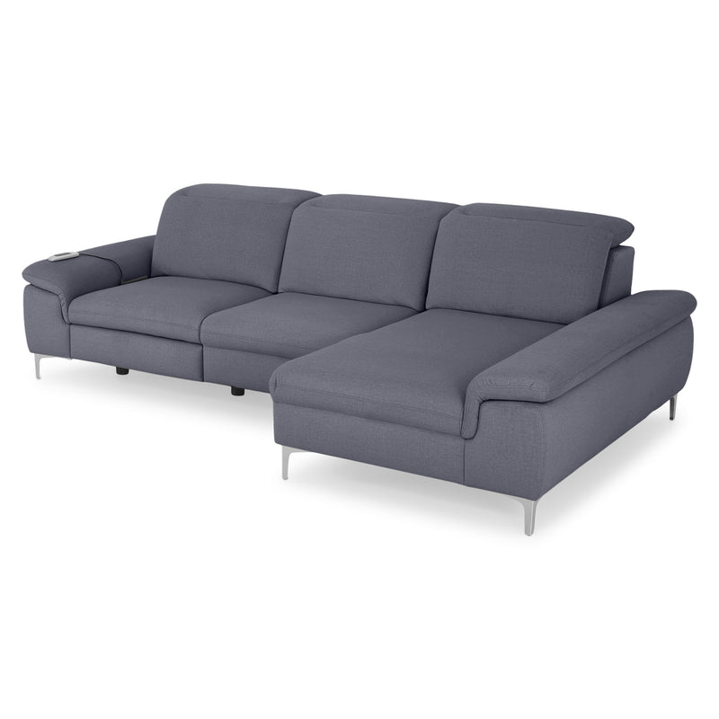 SOUND Colțar șezlong stânga/dreapta, 1 recliner electric și mecanism tetiere, stofă