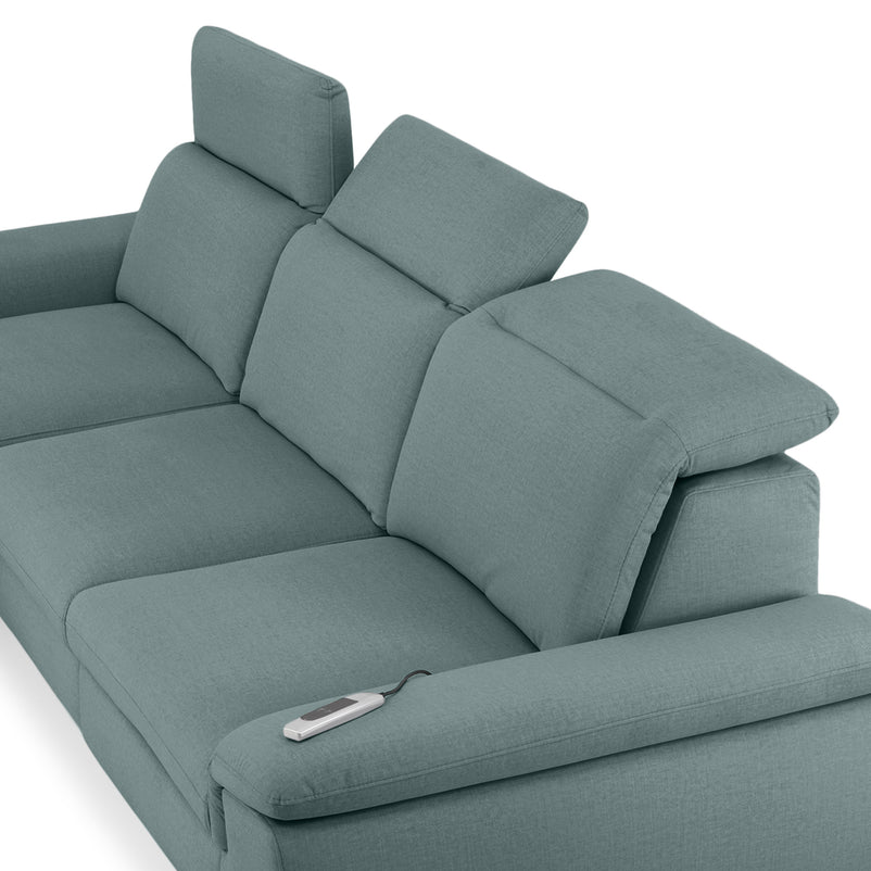 SOUND Colțar șezlong stânga/dreapta, 1 recliner electric și mecanism tetiere, stofă
