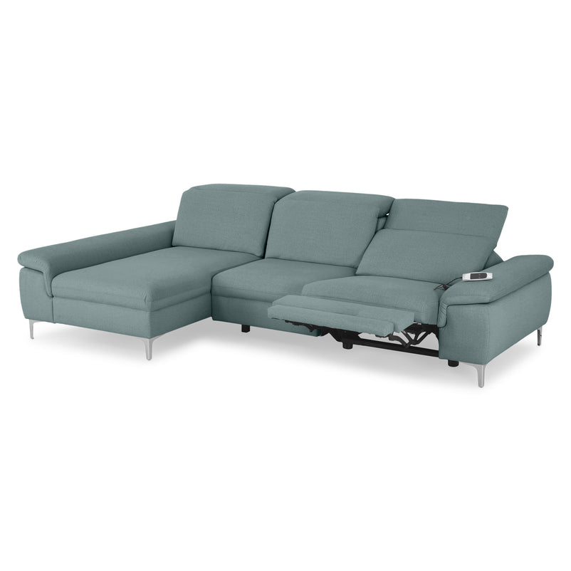 SOUND Colțar șezlong stânga/dreapta, 1 recliner electric și mecanism tetiere, stofă