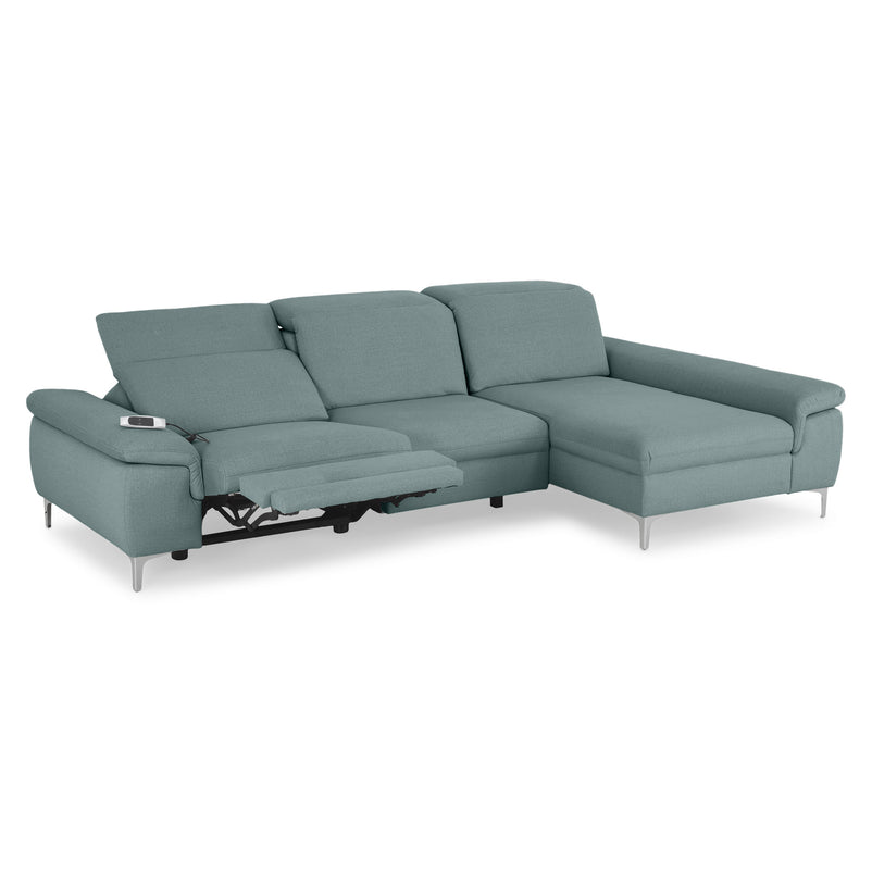 SOUND Colțar șezlong stânga/dreapta, 1 recliner electric și mecanism tetiere, stofă