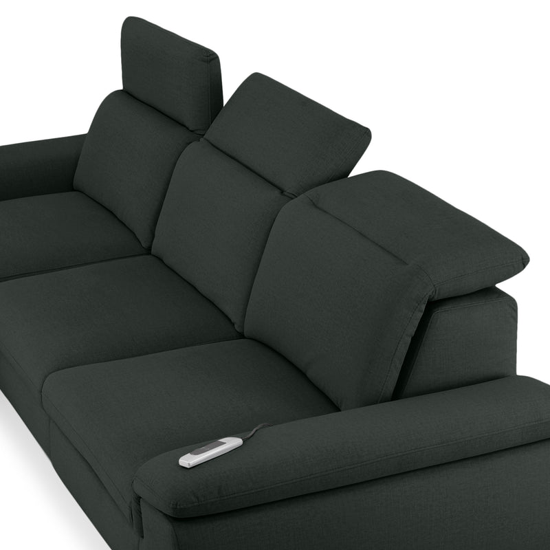 SOUND Colțar șezlong stânga/dreapta, 1 recliner electric și mecanism tetiere, stofă