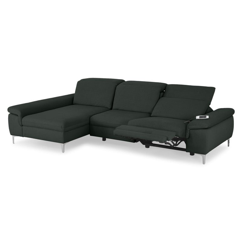 SOUND Colțar șezlong stânga/dreapta, 1 recliner electric și mecanism tetiere, stofă