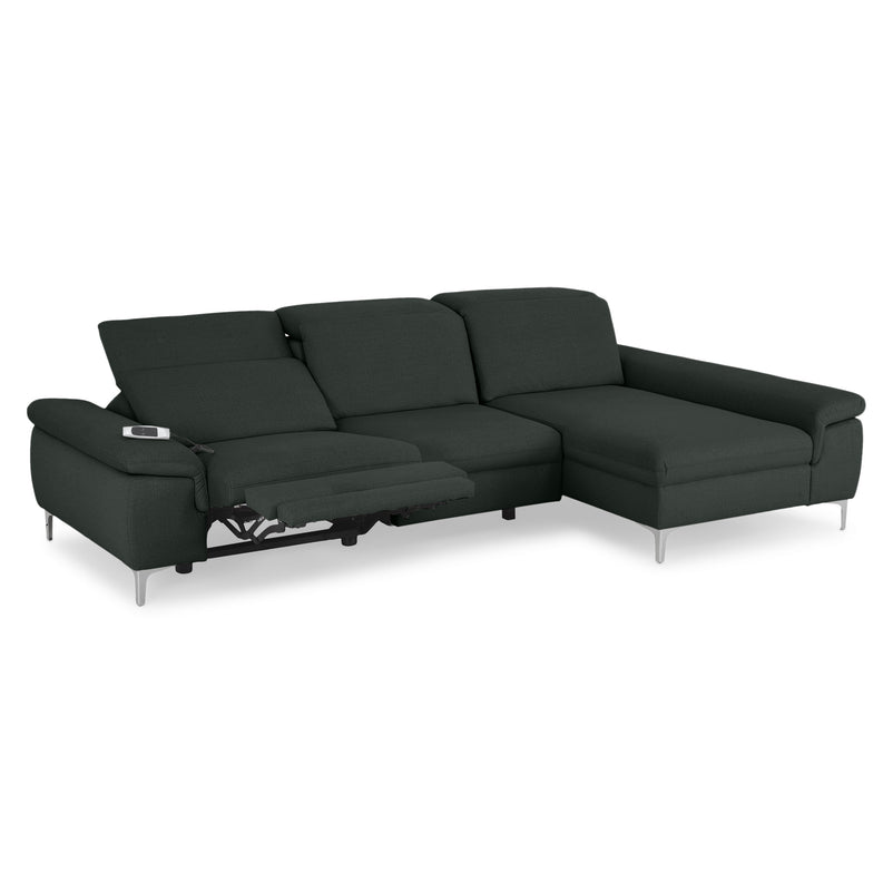 SOUND Colțar șezlong stânga/dreapta, 1 recliner electric și mecanism tetiere, stofă