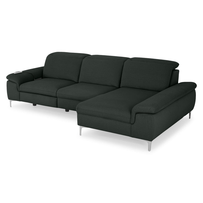 SOUND Colțar șezlong stânga/dreapta, 1 recliner electric și mecanism tetiere, stofă