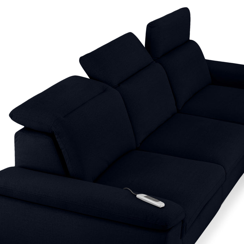SOUND Colțar șezlong stânga/dreapta, 1 recliner electric și mecanism tetiere, stofă