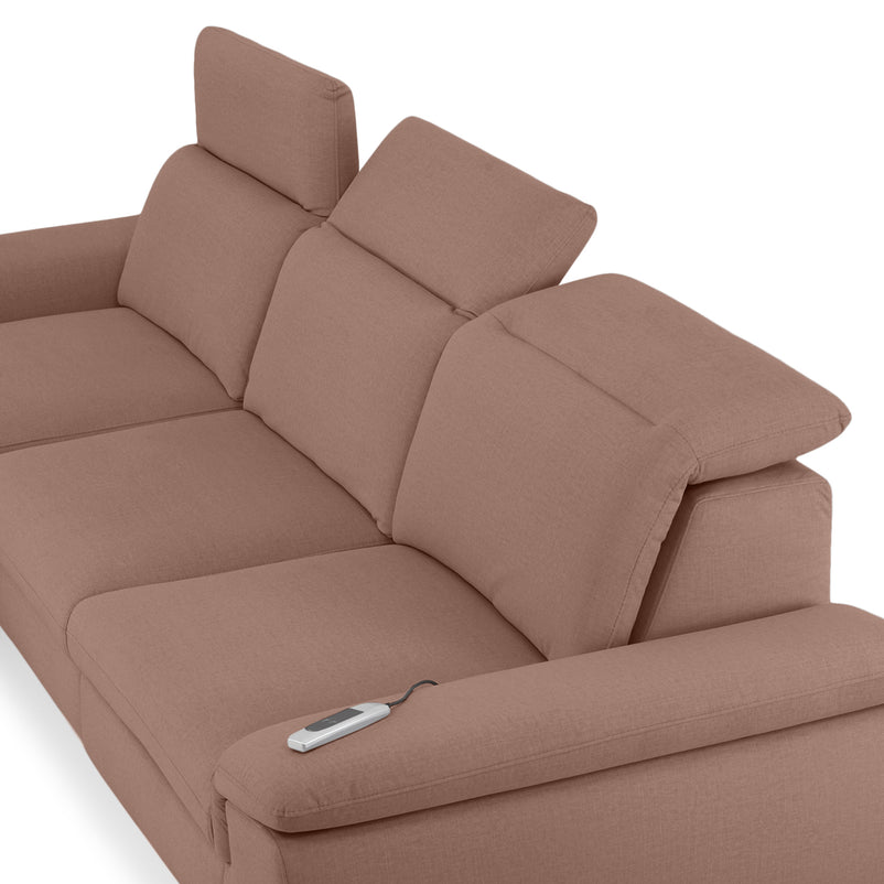 SOUND Colțar șezlong stânga/dreapta, 1 recliner electric și mecanism tetiere, stofă