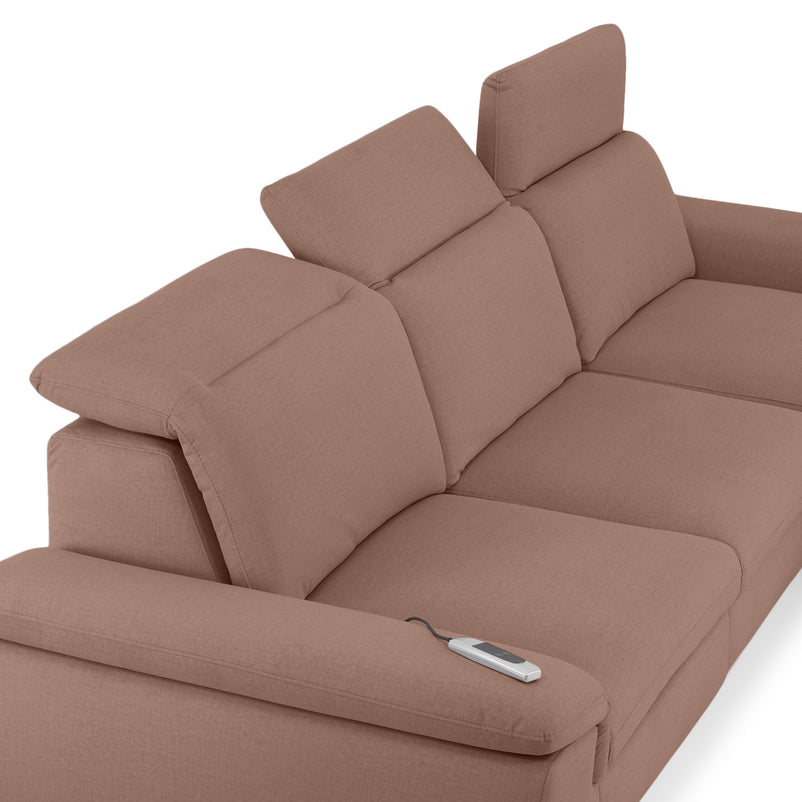 SOUND Colțar șezlong stânga/dreapta, 1 recliner electric și mecanism tetiere, stofă