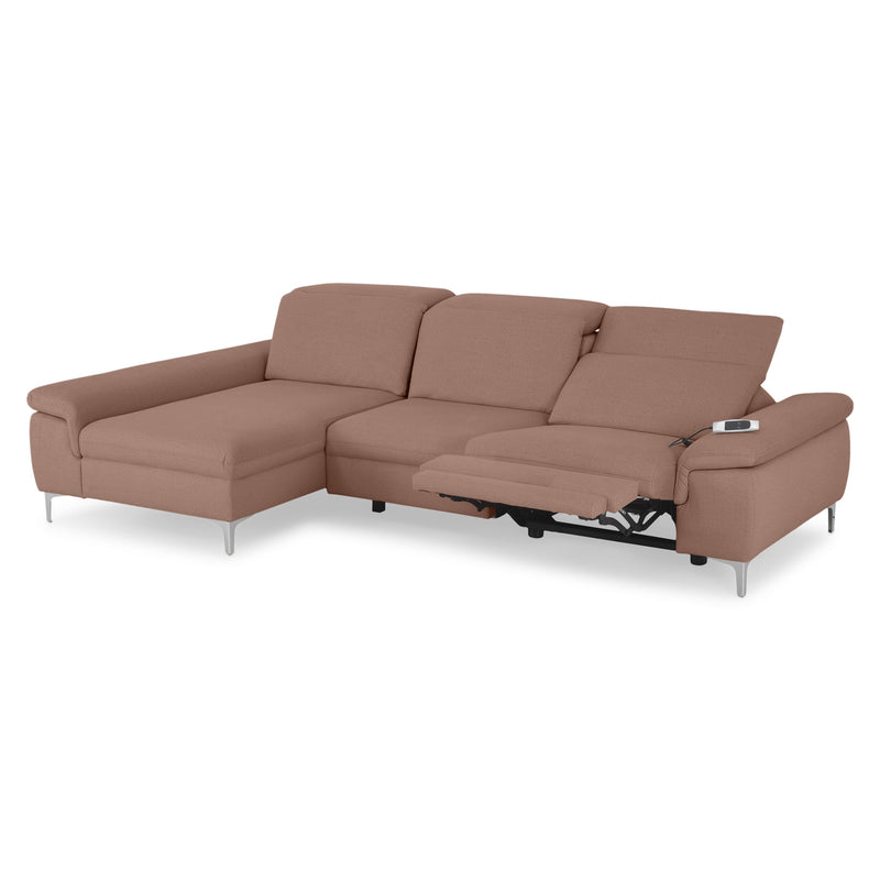 SOUND Colțar șezlong stânga/dreapta, 1 recliner electric și mecanism tetiere, stofă