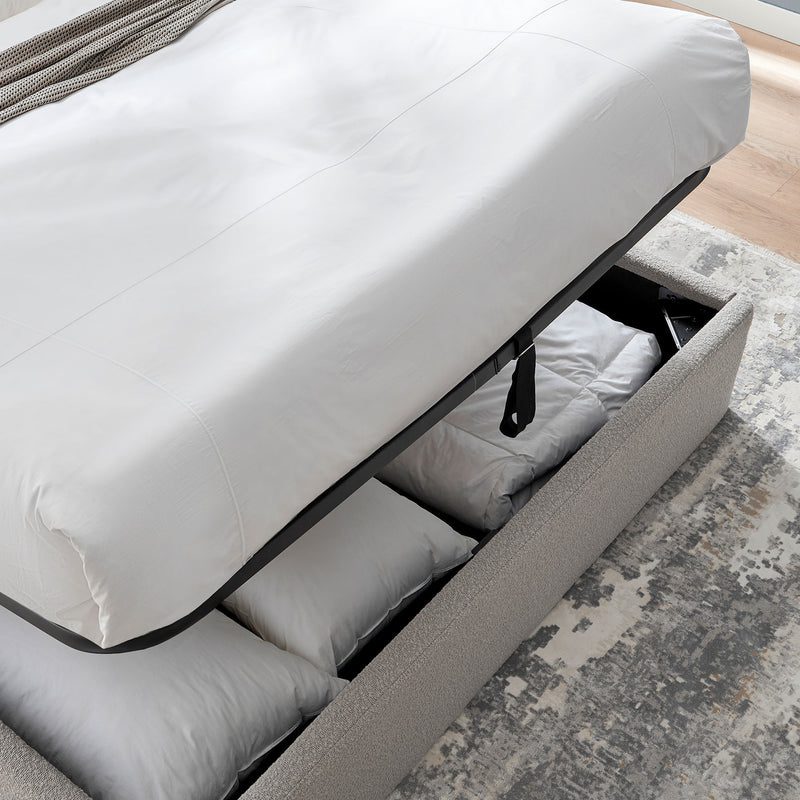 FULTON Pat tapițat, somieră rabatabilă și ladă depozitare incluse