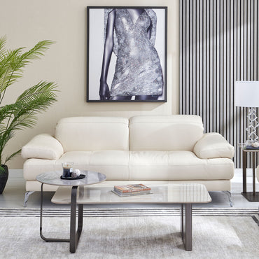 GARNER Canapea 3 locuri, mecanism tetiere, piele