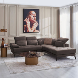 GARNER Colțar, șezlong dreapta, spătar și mecanism tetiere, stofă