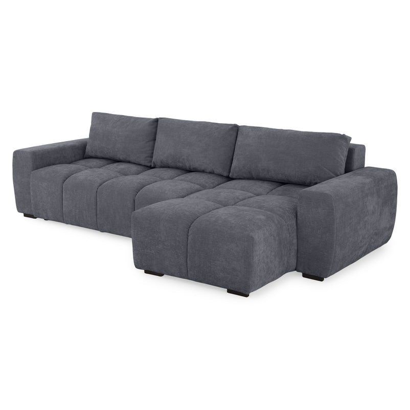 DUNA Colțar extensibil, șezlong interschimbabil și ladă depozitare, stofă