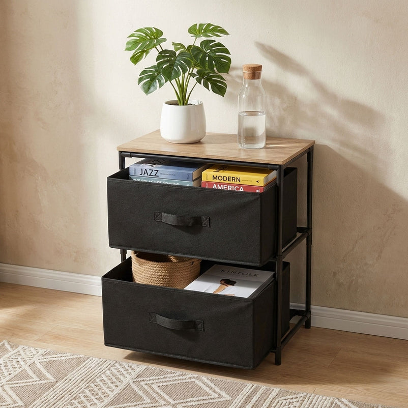 HOME PLUS Suport 2 coșuri pânză