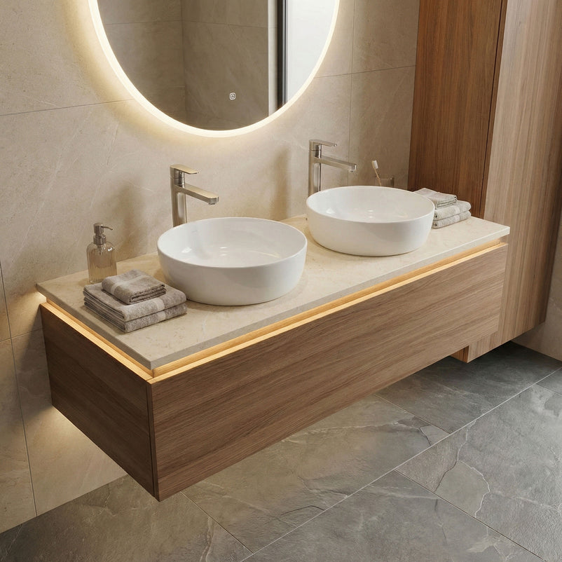 NATURA Top corp lavoar, 53.5x122.5cm, marmură