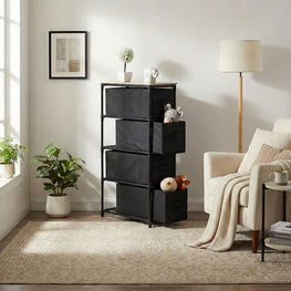 HOME PLUS Suport 4 coșuri pânză