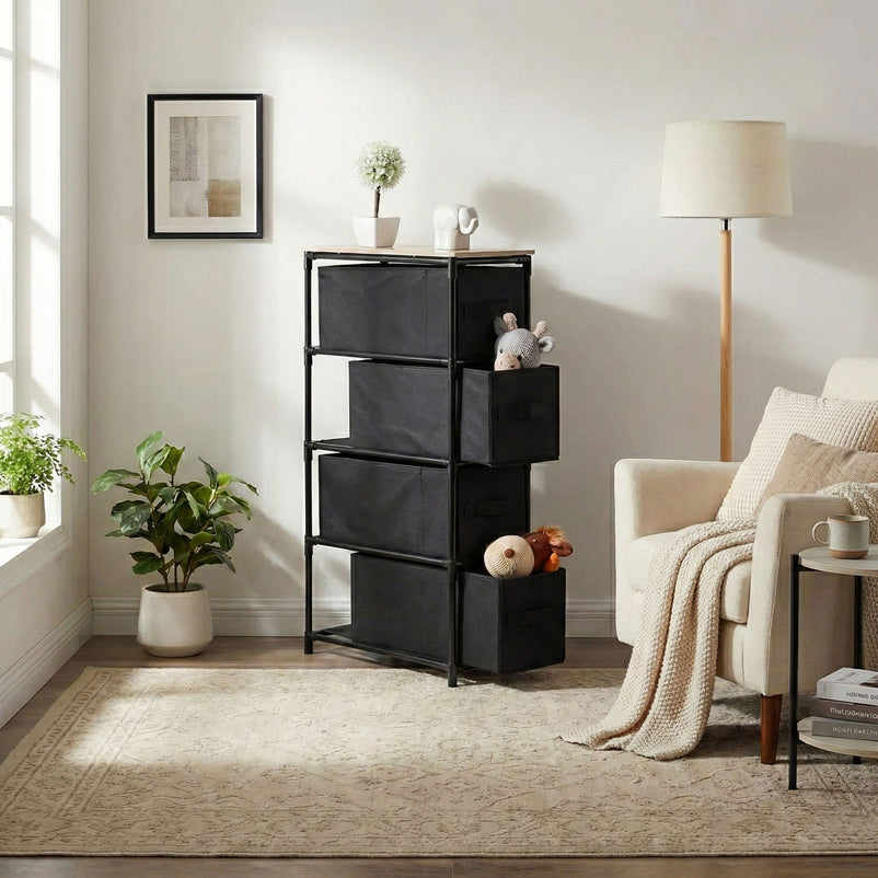 HOME PLUS Suport 4 coșuri pânză