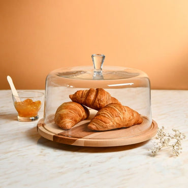 GLAMOUR Platou rotativ cu capac, sticlă, D.33cm