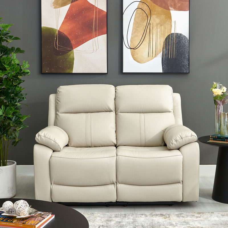 HUDSON Canapea 2 locuri, 2 reclinere manuale, piele naturală