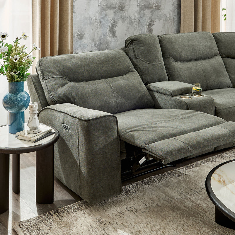 KANSAS Ansamblu colțar, 1 recliner manual, șezlong stânga/dreapta, stofă