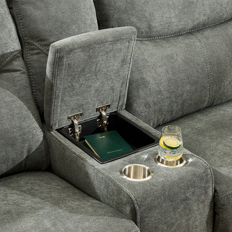 KANSAS Ansamblu colțar, 1 recliner manual, șezlong stânga/dreapta, stofă