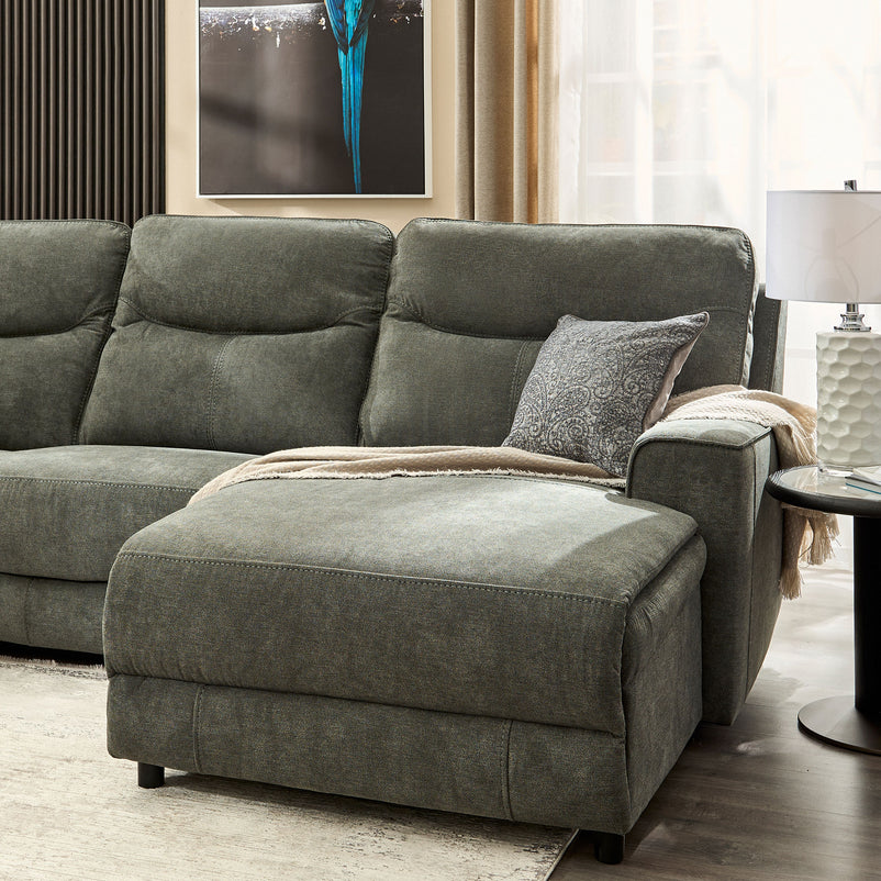 KANSAS Ansamblu colțar, 1 recliner manual, șezlong stânga/dreapta, stofă