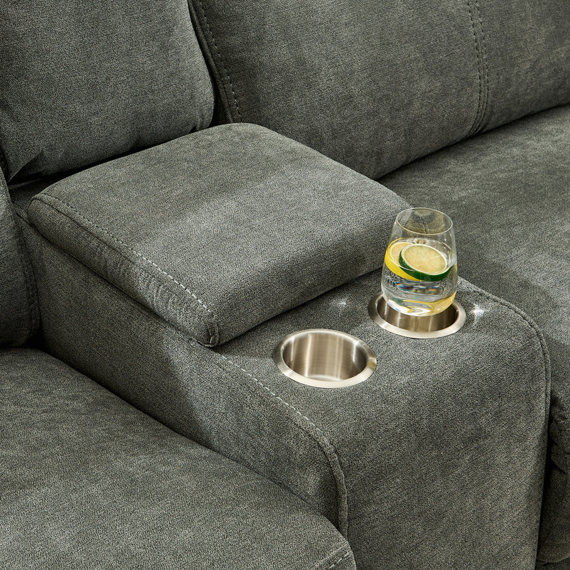 KANSAS Ansamblu colțar, 1 recliner manual, șezlong stânga/dreapta, stofă