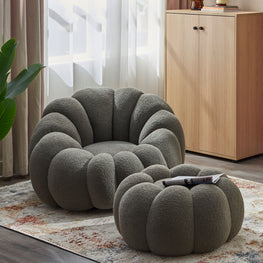 KITRIDGE Set mobilier, fotoliu rotativ și taburet