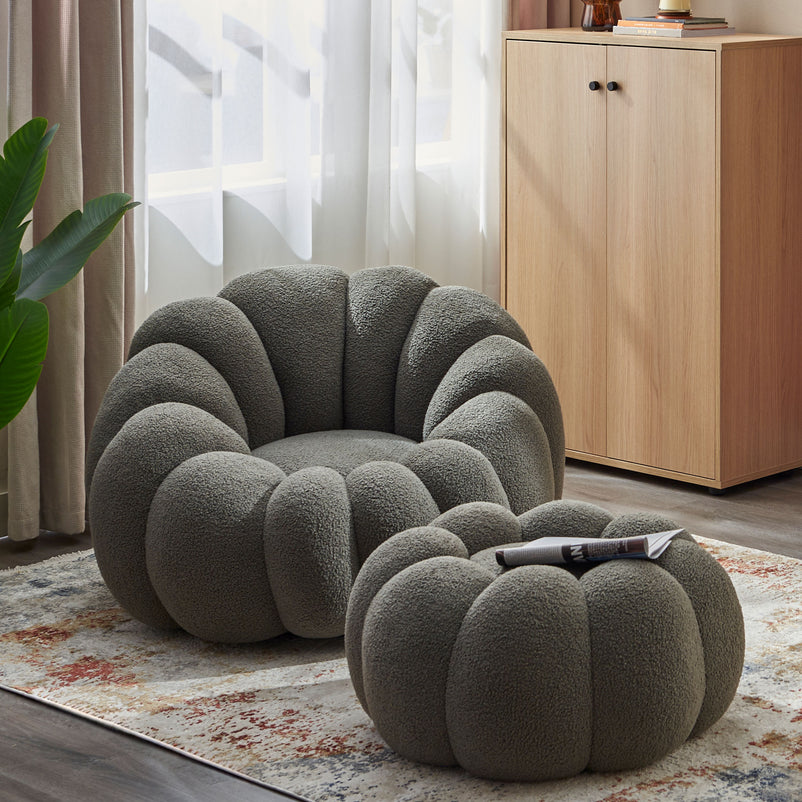 KITRIDGE Set mobilier, fotoliu rotativ și taburet