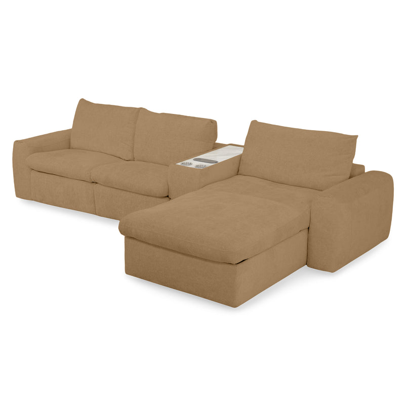 NEW JERSEY Colțar cu șezlong electric stânga/dreapta, 1 recliner electric, tetiere reglabile, USB, consolă depozitare, stofă