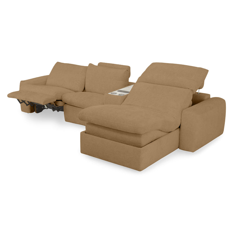NEW JERSEY Colțar cu șezlong electric stânga/dreapta, 1 recliner electric, tetiere reglabile, USB, consolă depozitare, stofă
