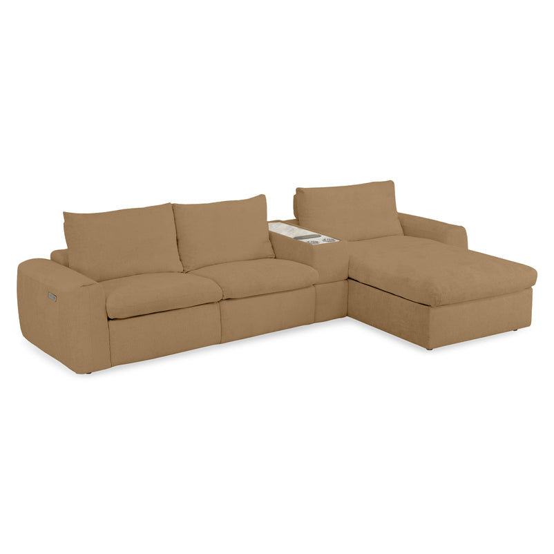 NEW JERSEY Colțar cu șezlong electric stânga/dreapta, 1 recliner electric, tetiere reglabile, USB, consolă depozitare, stofă