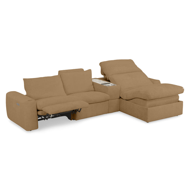 NEW JERSEY Colțar cu șezlong electric stânga/dreapta, 1 recliner electric, tetiere reglabile, USB, consolă depozitare, stofă