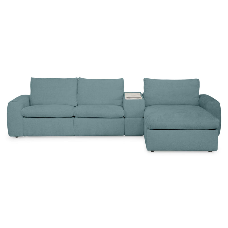 NEW JERSEY Colțar cu șezlong electric stânga/dreapta, 1 recliner electric, tetiere reglabile, USB, consolă depozitare, stofă
