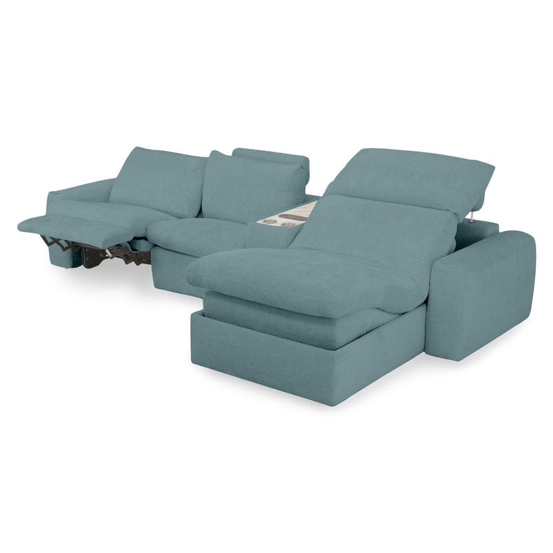 NEW JERSEY Colțar cu șezlong electric stânga/dreapta, 1 recliner electric, tetiere reglabile, USB, consolă depozitare, stofă