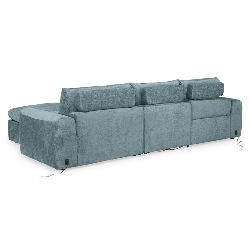 NEW JERSEY Colțar cu șezlong electric stânga/dreapta, 1 recliner electric, mecanism tetieră, USB, stofă
