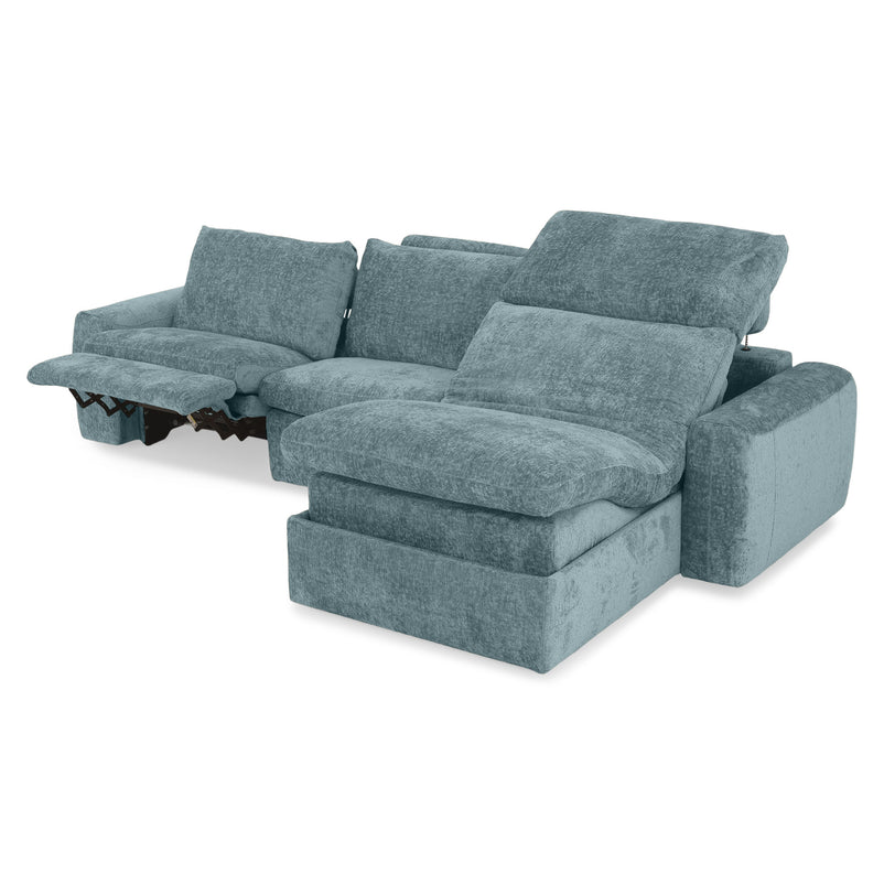 NEW JERSEY Colțar cu șezlong electric stânga/dreapta, 1 recliner electric, mecanism tetieră, USB, stofă