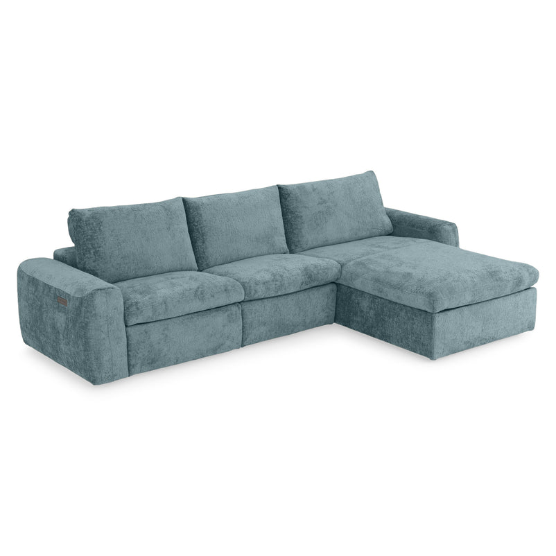 NEW JERSEY Colțar cu șezlong electric stânga/dreapta, 1 recliner electric, mecanism tetieră, USB, stofă