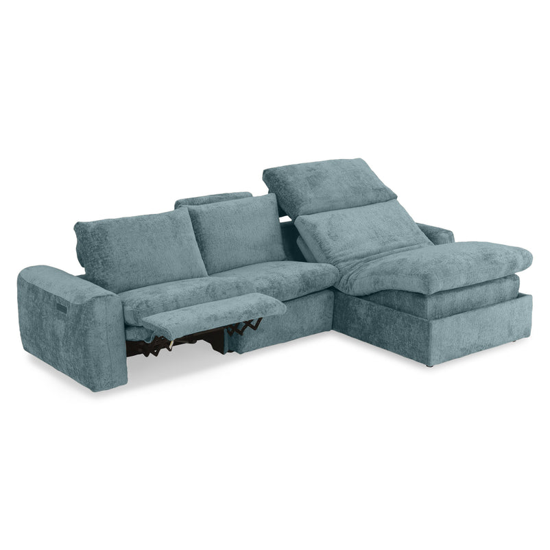 NEW JERSEY Colțar cu șezlong electric stânga/dreapta, 1 recliner electric, mecanism tetieră, USB, stofă