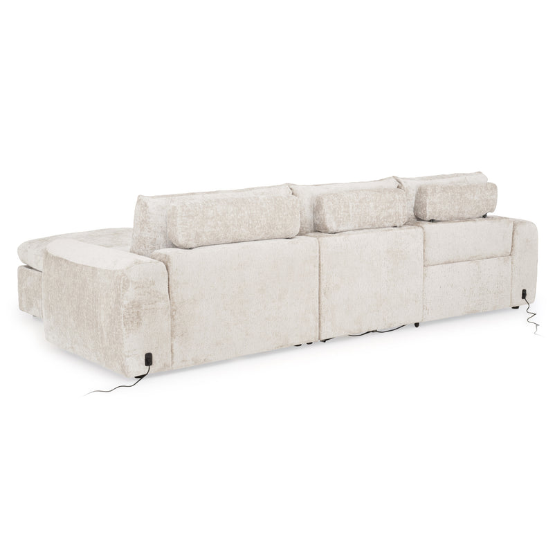 NEW JERSEY Colțar cu șezlong electric stânga/dreapta, 1 recliner electric, mecanism tetieră, USB, stofă