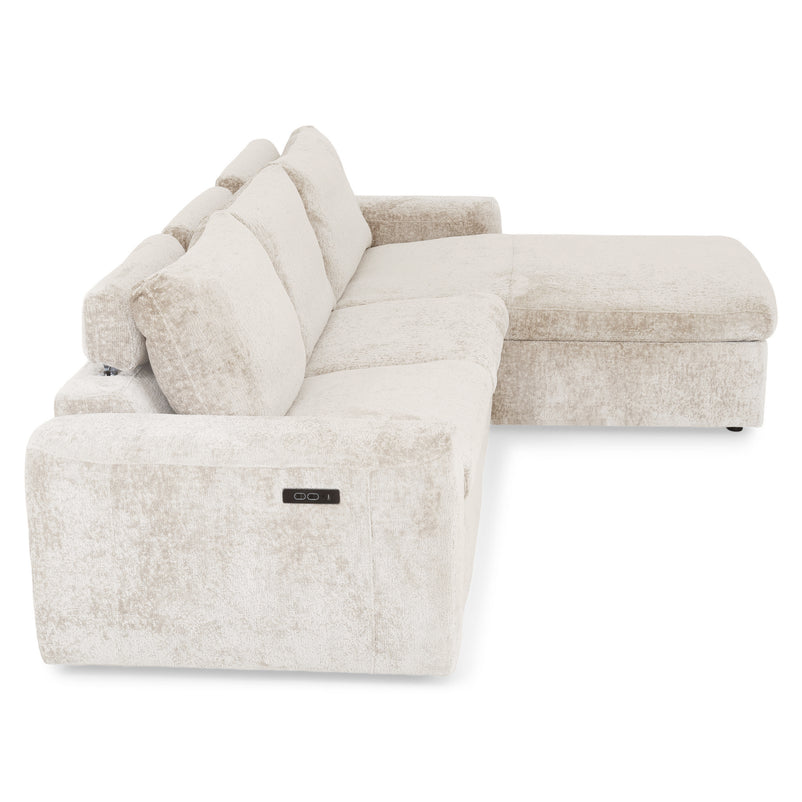 NEW JERSEY Colțar cu șezlong electric stânga/dreapta, 1 recliner electric, mecanism tetieră, USB, stofă