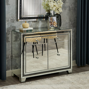 GLASS Comodă 2 uși, 2 sertare