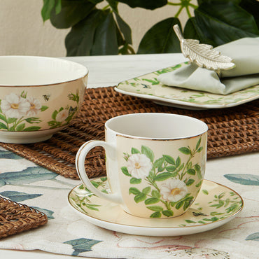 PEONY Set 2 ceșcuțe cu farfurioară, porțelan, 230ml