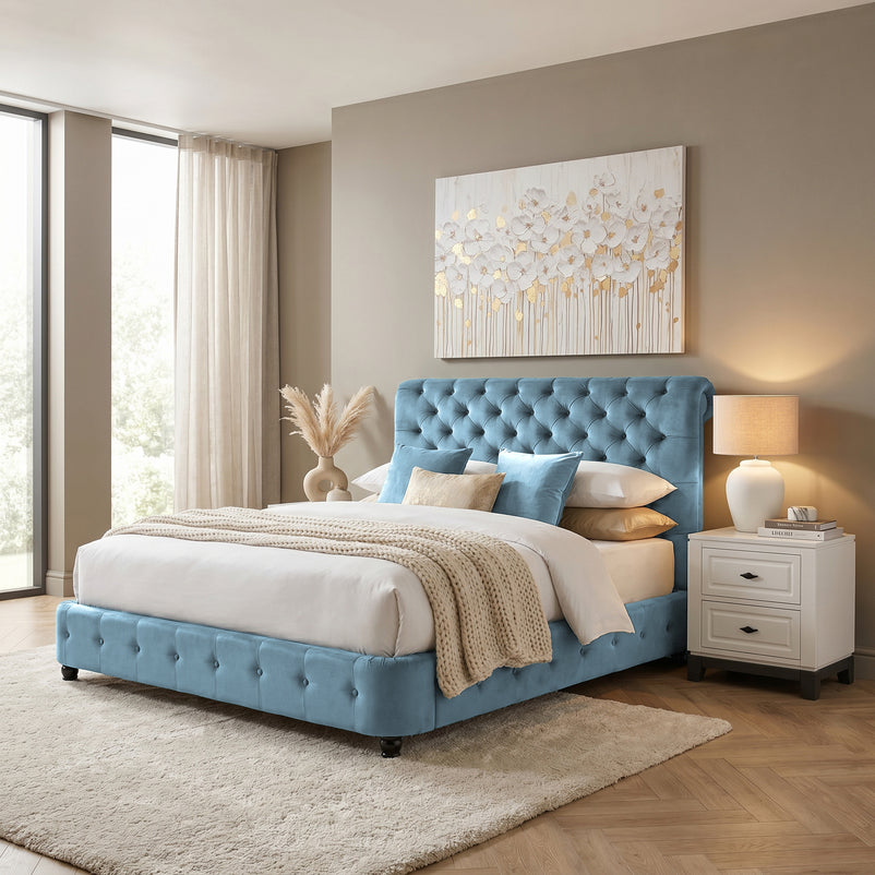 ATLAS Pat tapițat, 180x200cm, somieră inclusă
