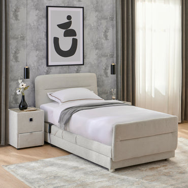 RAYONG Pat tapițat electric, saltea inclusă,100x200cm