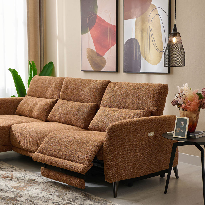 GRACEVILLE Colțar cu șezlong stânga/dreapta, 1 recliner electric, stofă