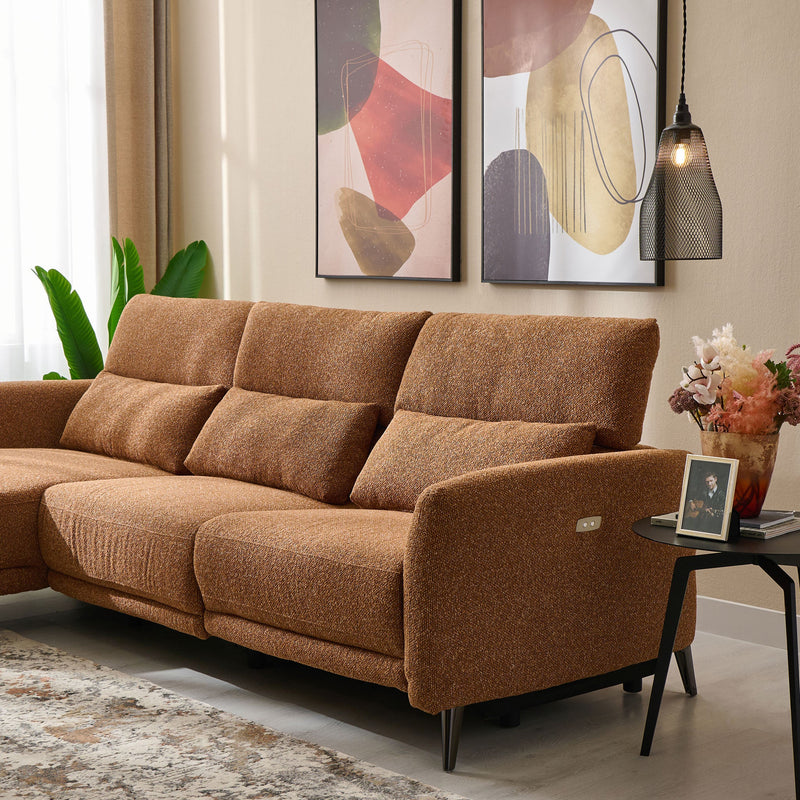 GRACEVILLE Colțar cu șezlong stânga/dreapta, 1 recliner electric, stofă