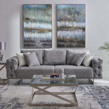 HAMPTON Canapea 3 locuri, 4 perne incluse, stofă