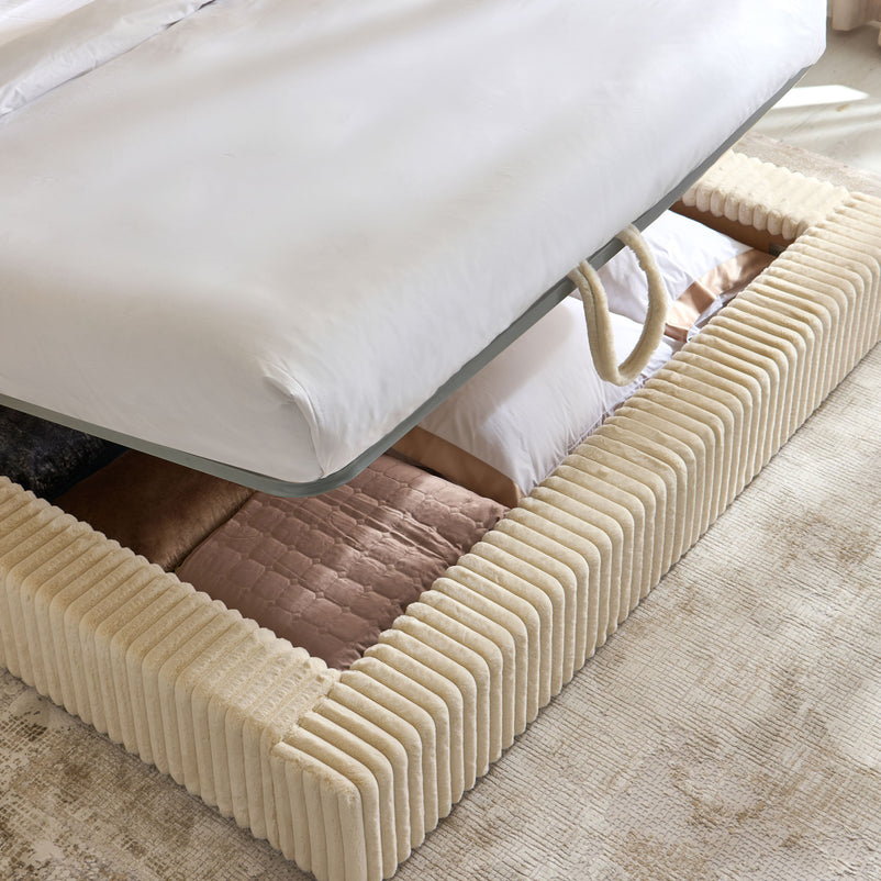 NORDEND Pat tapițat, 160x200cm, somieră rabatabilă și ladă incluse