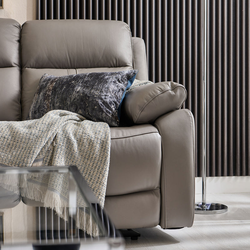 HUDSON Canapea 3 locuri, 2 reclinere manuale, piele naturală